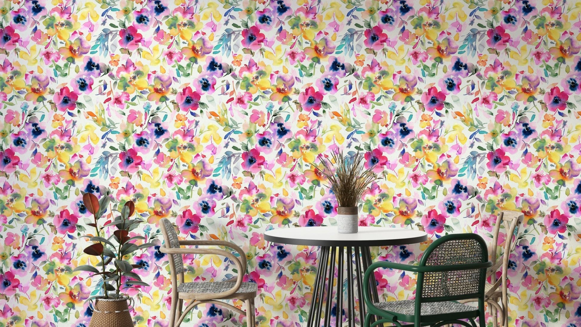 Watercolor pink and yellow flowers GD764


