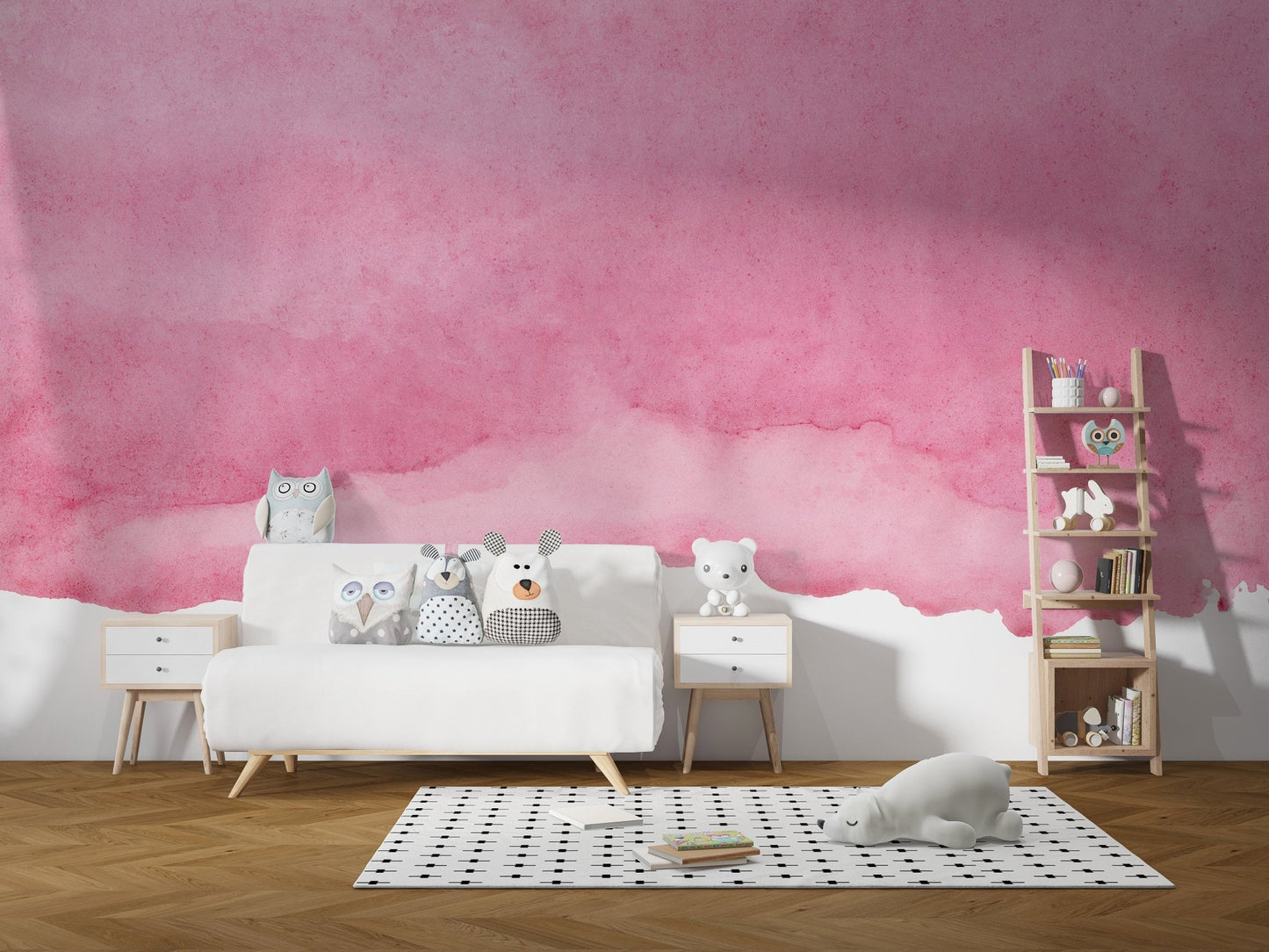 Blush pink watercolor wallpaper for stylish interiors