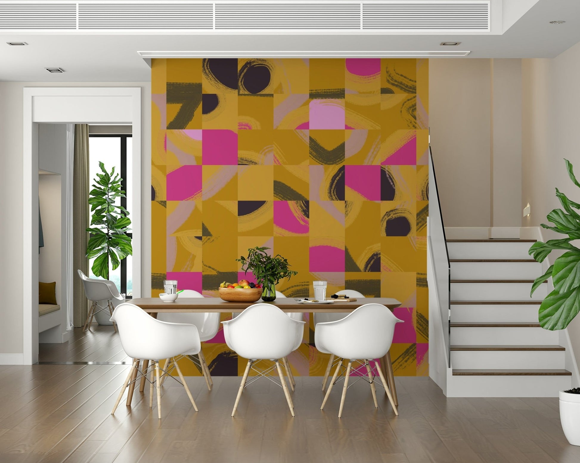 Creative Artistic Tile Play colorful artwork home interior wallpaper.