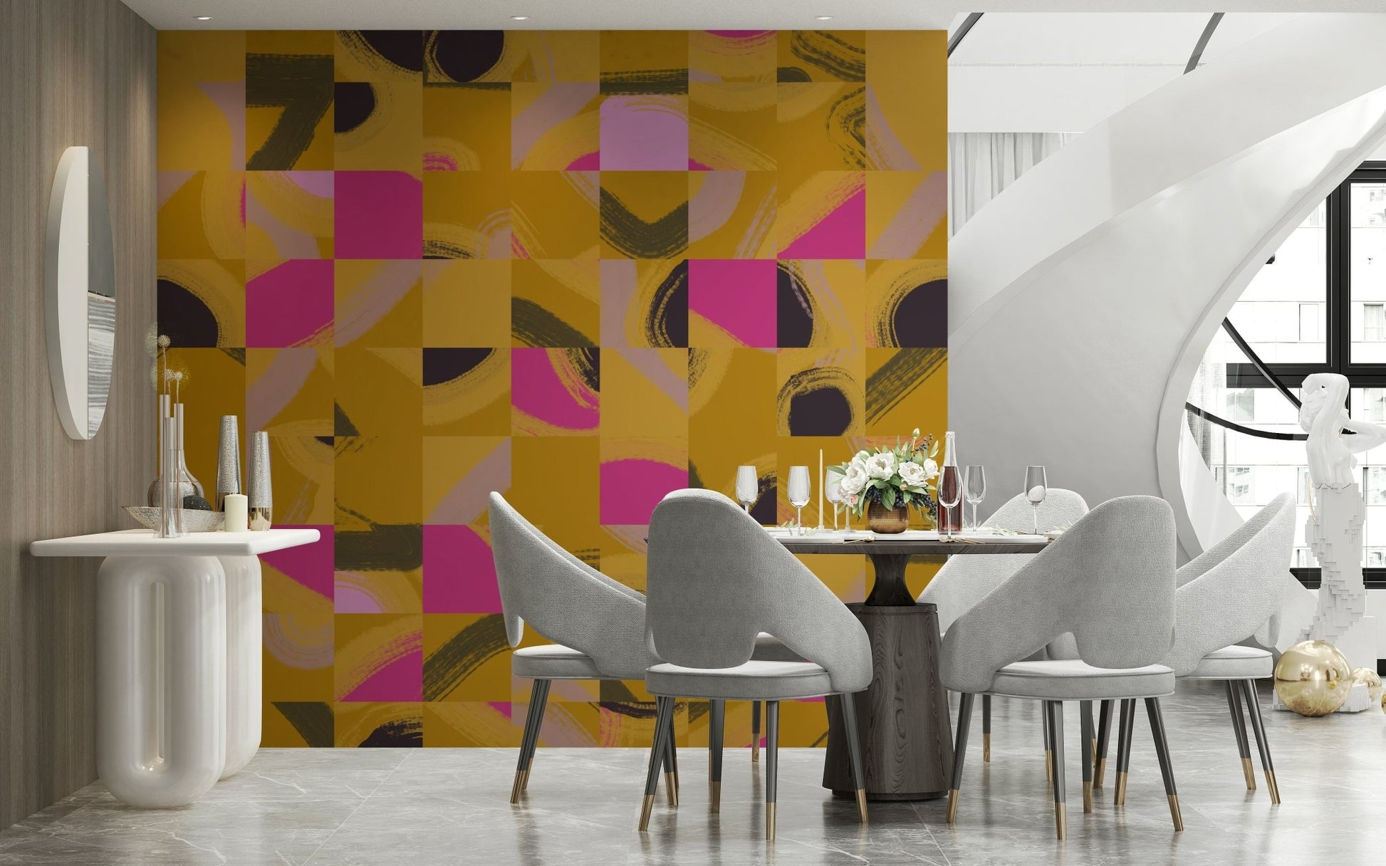 Artistic Tile Play unique graphic contemporary wallpaper design home.