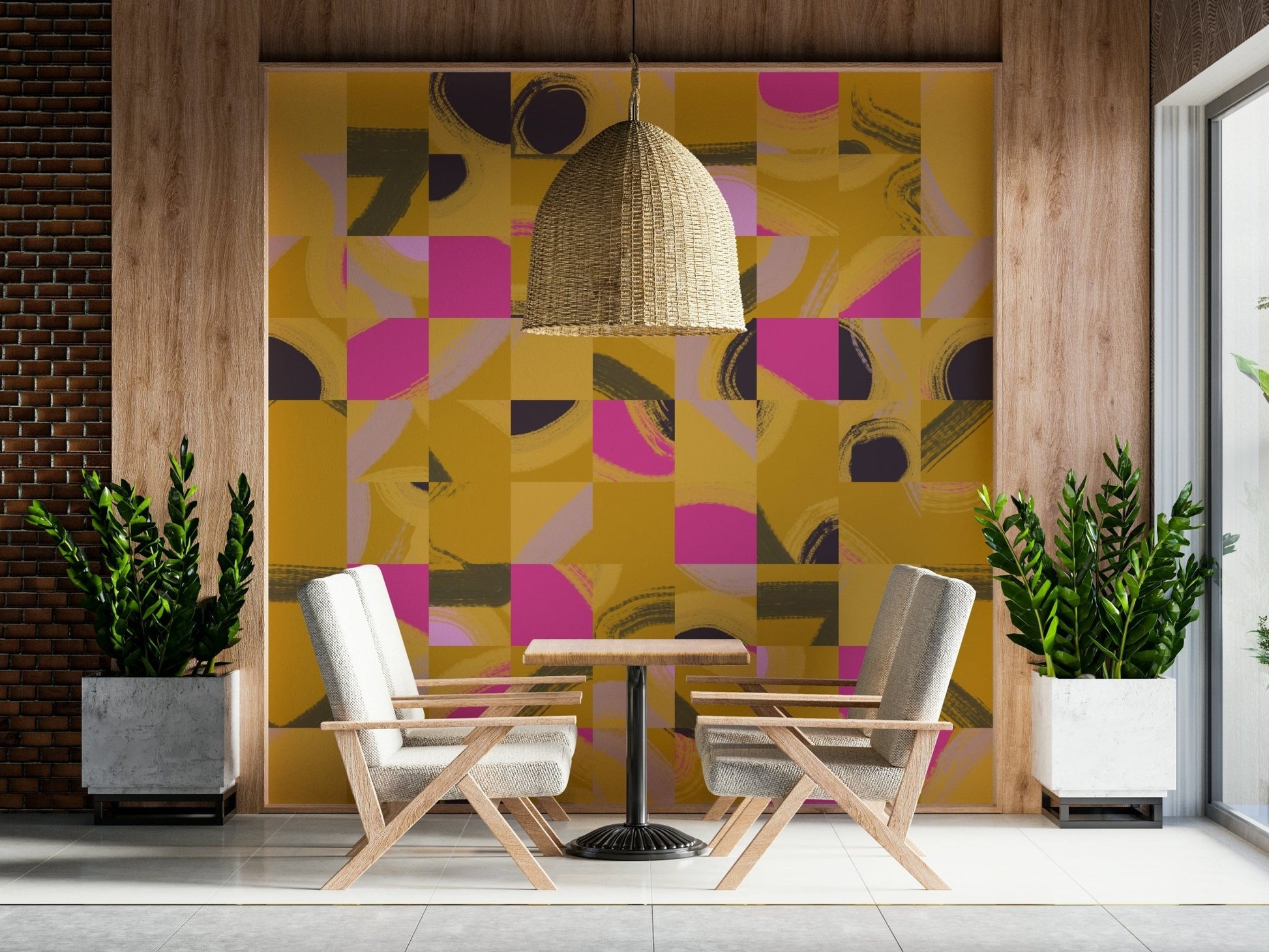 Artistic Tile Play modern palette exciting accent wall paper.