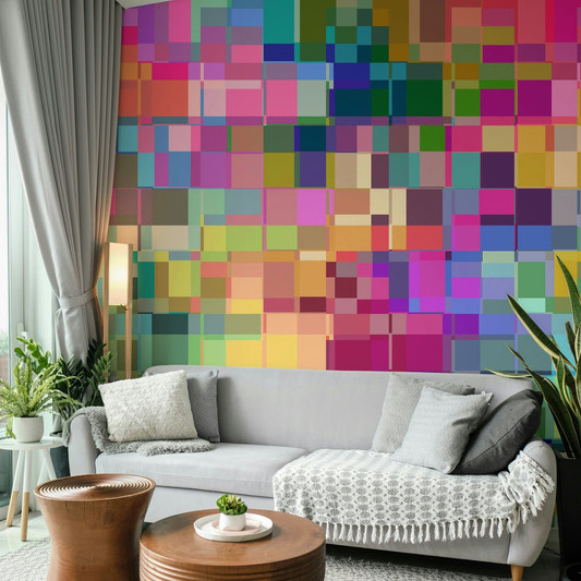 Artists Block wall mural with vibrant, abstract design

