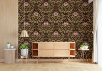 Hallway picks up warmth from the deep brown botanical tapestry wallpaper
⁠GD9570