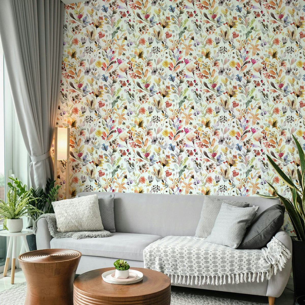 Colorful abstract floral mural GD765

