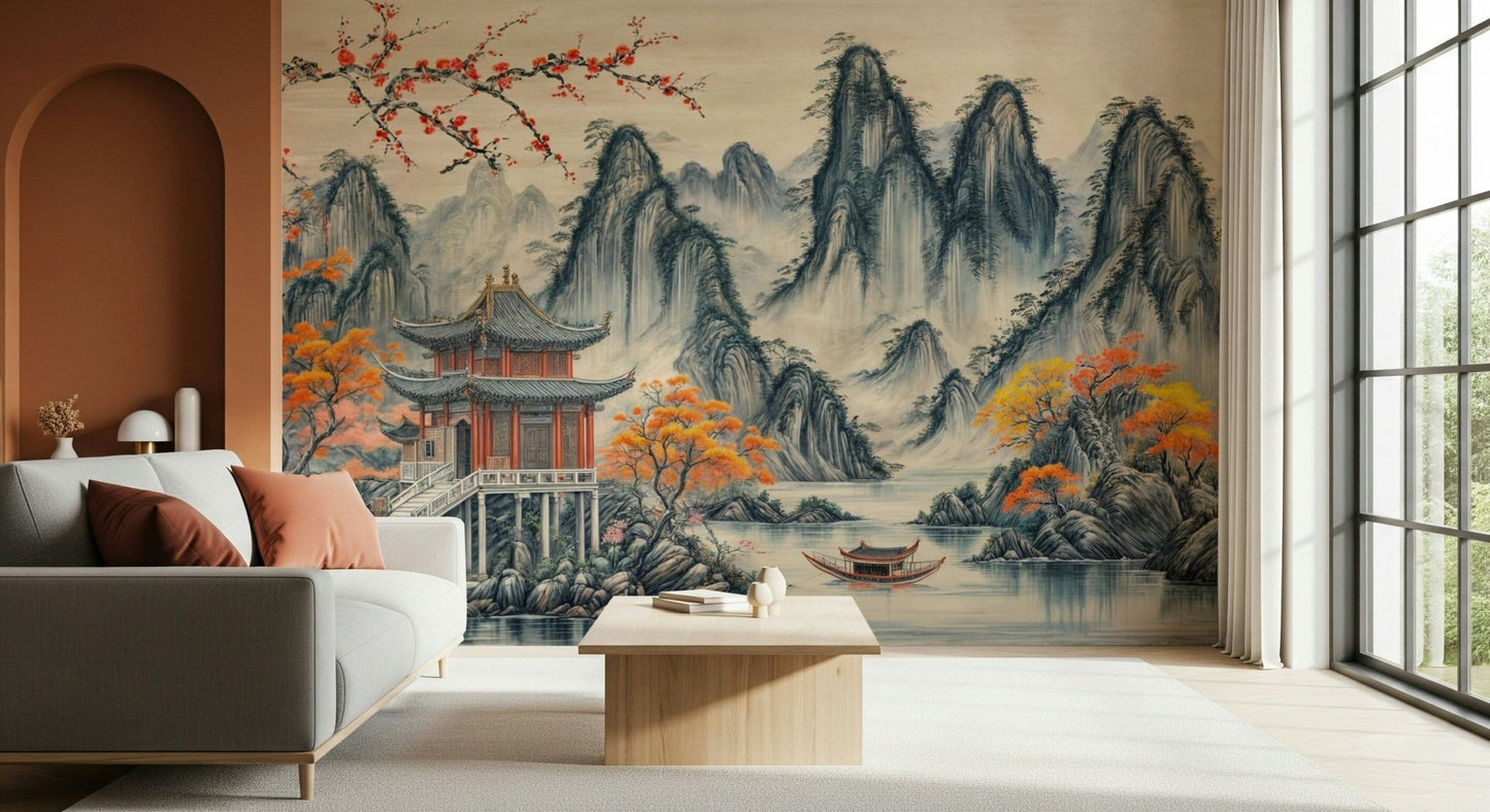 Asian Serenity Wall Mural botanical bamboo design for a spa wallpaper mural
