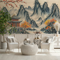 Asian Serenity Wall Mural cherry blossom motif for a guest room wallpaper mural
