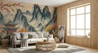 Asian Serenity Wall Mural soft mist mountains for a peaceful wallpaper mural