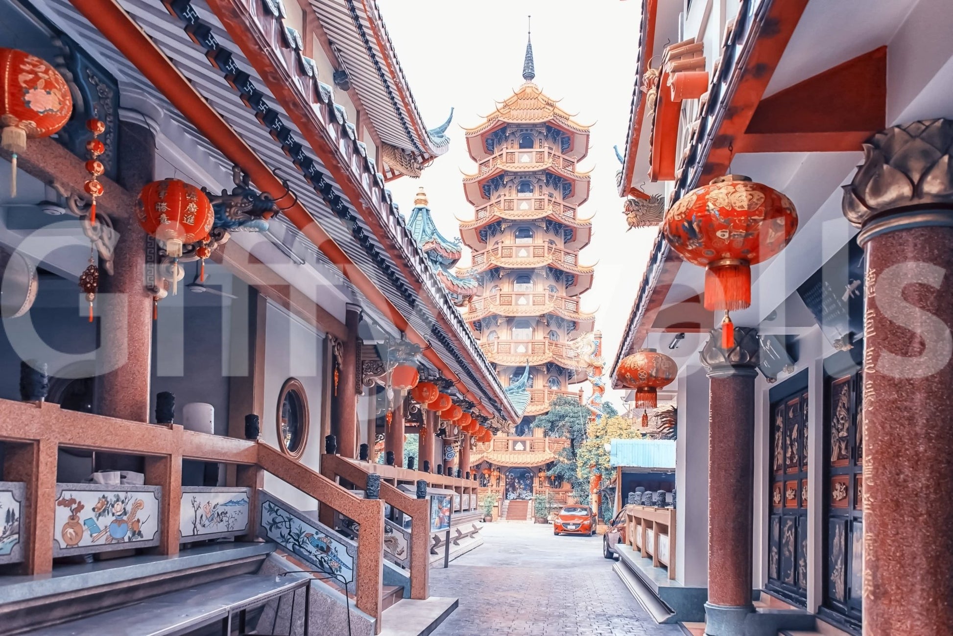 Asian Temple Vista Wall Mural