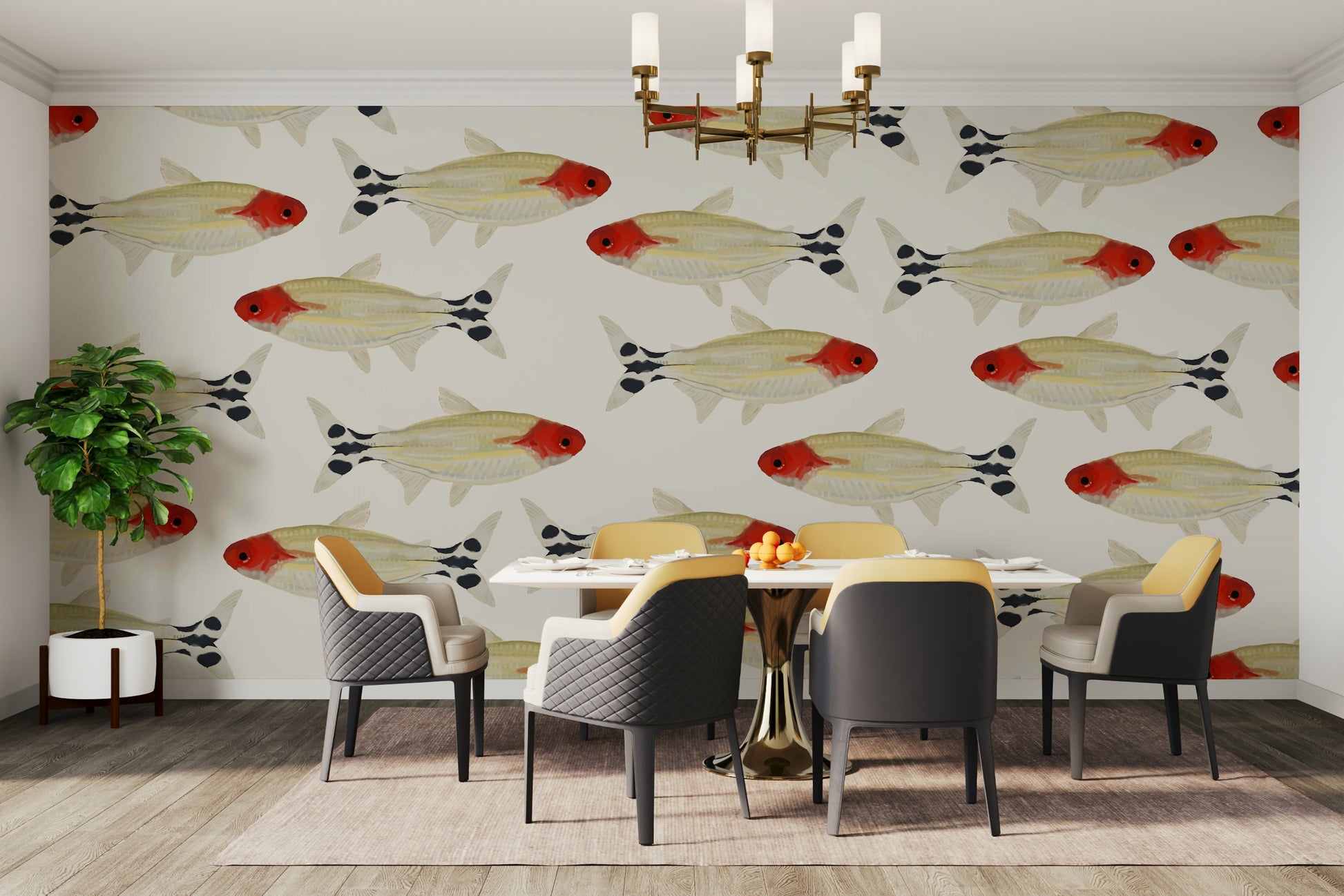 Asperum wall mural with geometric pattern

