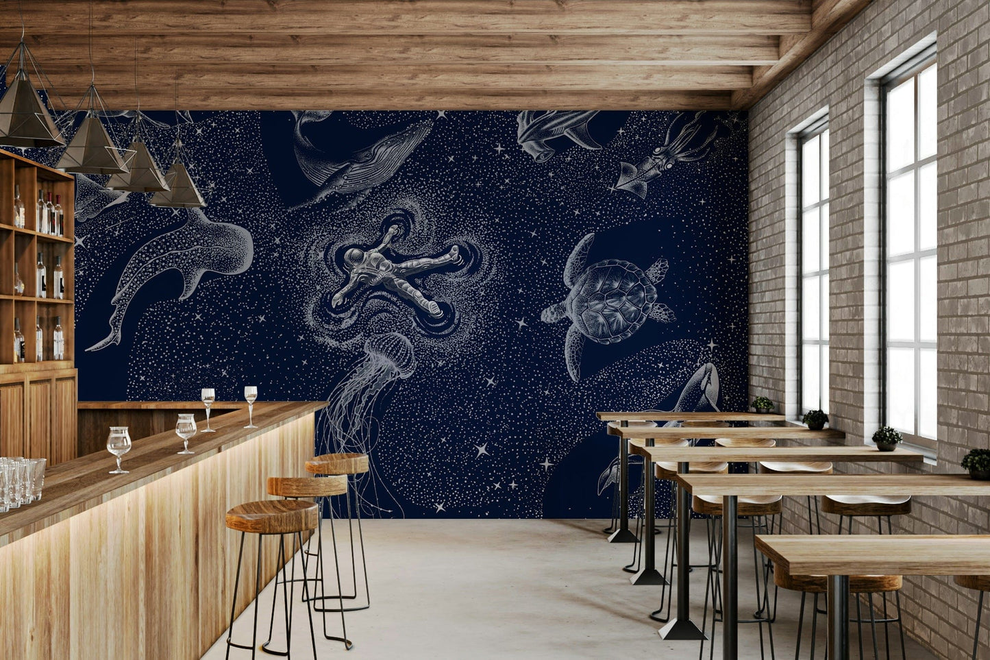 A classic space theme wallpaper for walls.