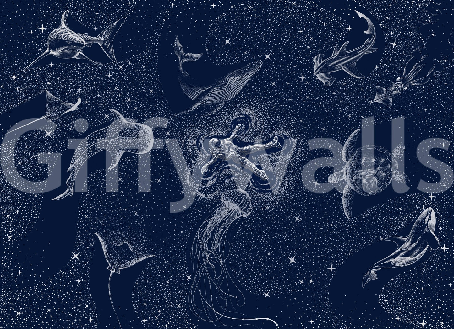 A high-quality serene ocean wall mural for walls.