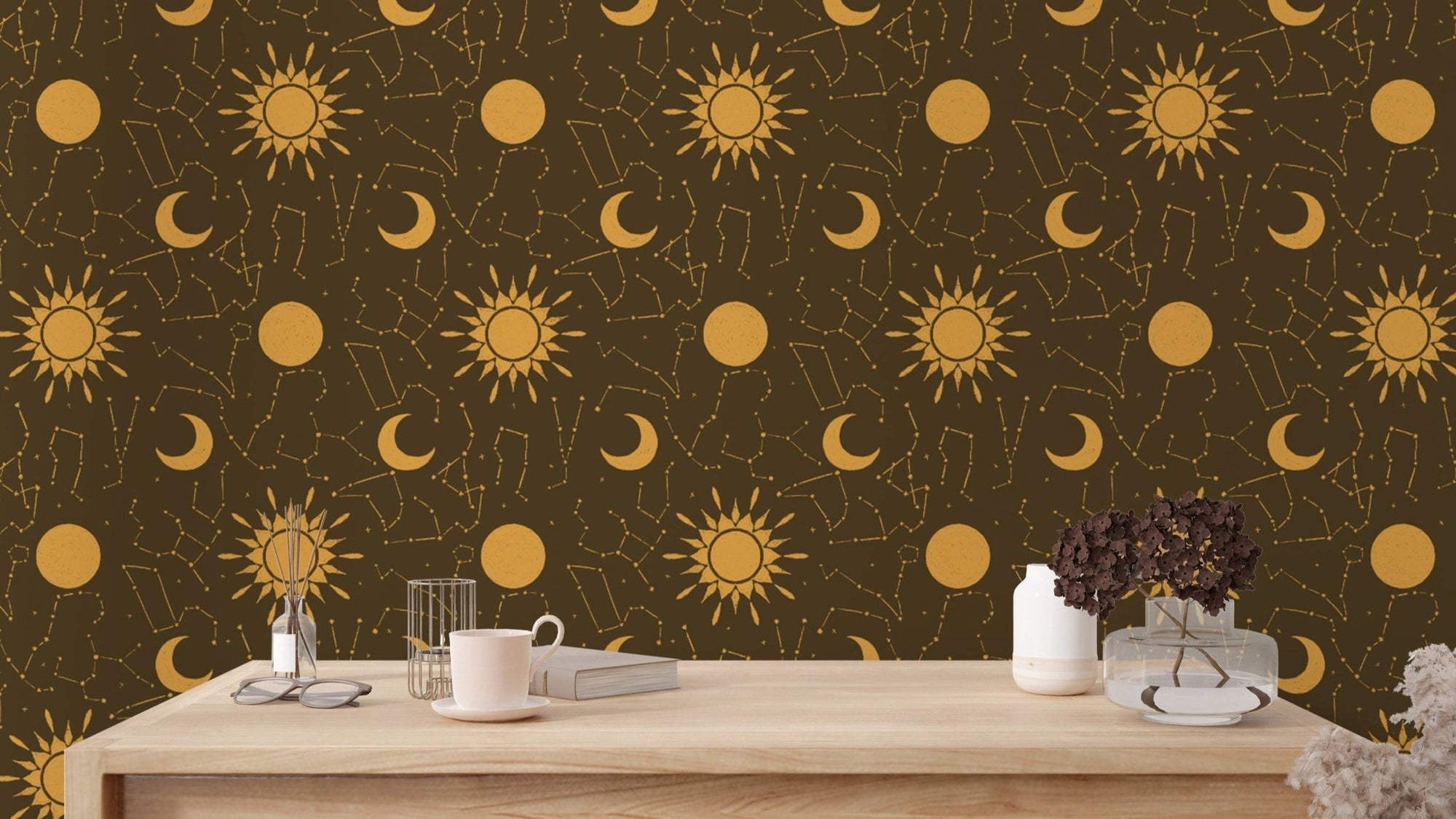 Astrology-themed constellations wallpaper for dreamy interiors. RNM06