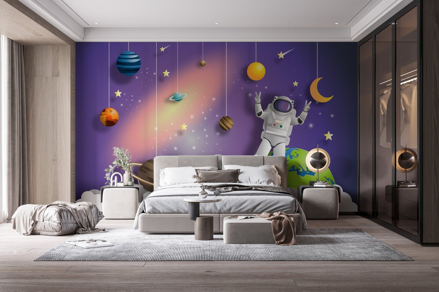 Floating astronaut cosmic wallpaper art A781