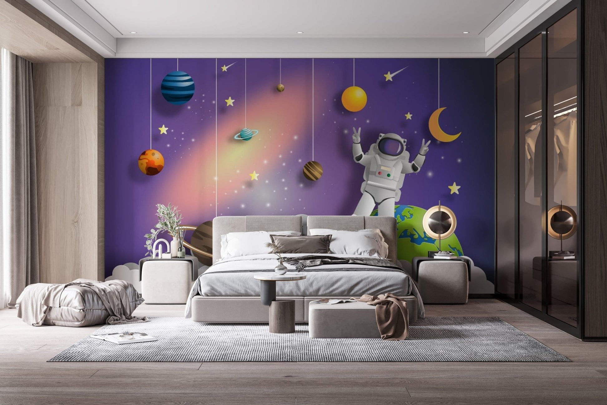 Floating astronaut cosmic wallpaper art A781