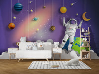 Astronaut floating in space wallpaper mural A781