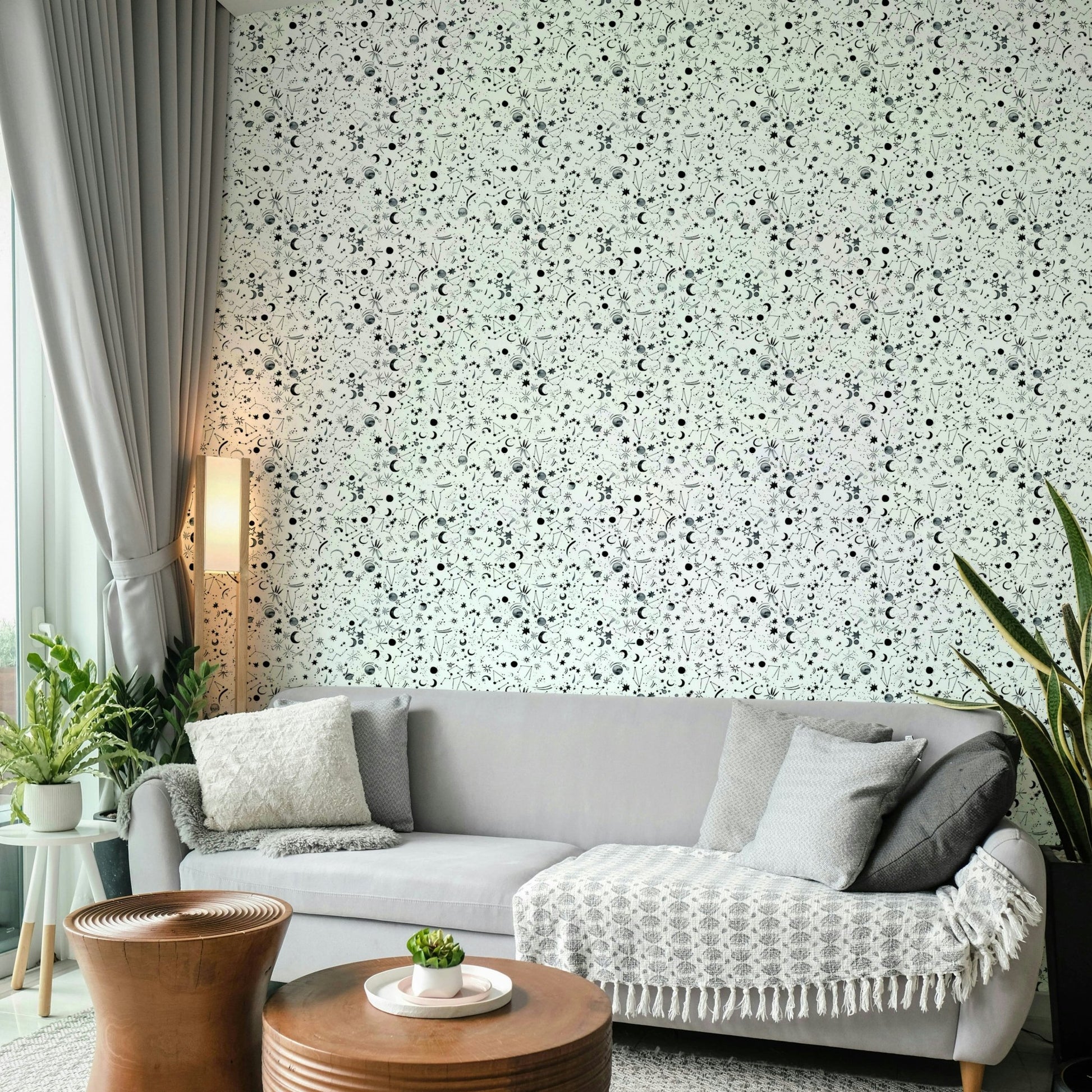 Galaxy themed bedroom wallpaper

