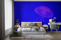A beautiful tropical fish wall mural for a living room.

