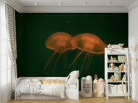 A beautiful tropical fish wall mural for a living room.

