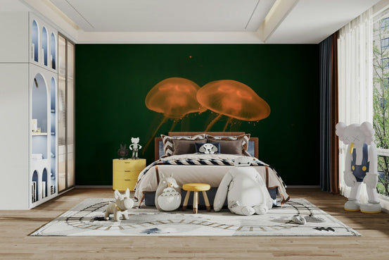 A beautiful aquarium scene wallpaper mural with colorful fish., GD4732