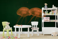 An artistic coral reef mural on minimalist wallpaper.

