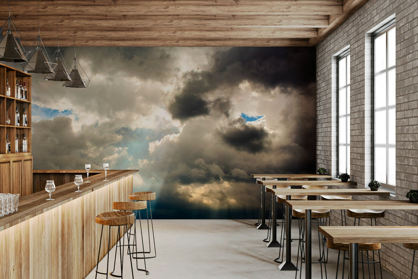 A beautiful modern cloud wall mural for a living room., GD4857