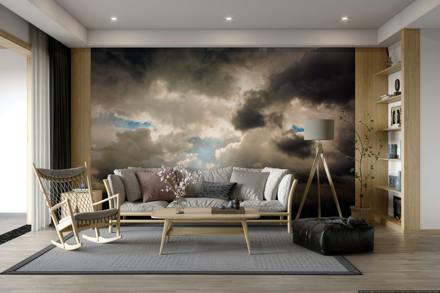 A beautiful abstract atmospheric wallpaper mural for a modern room., GD4857