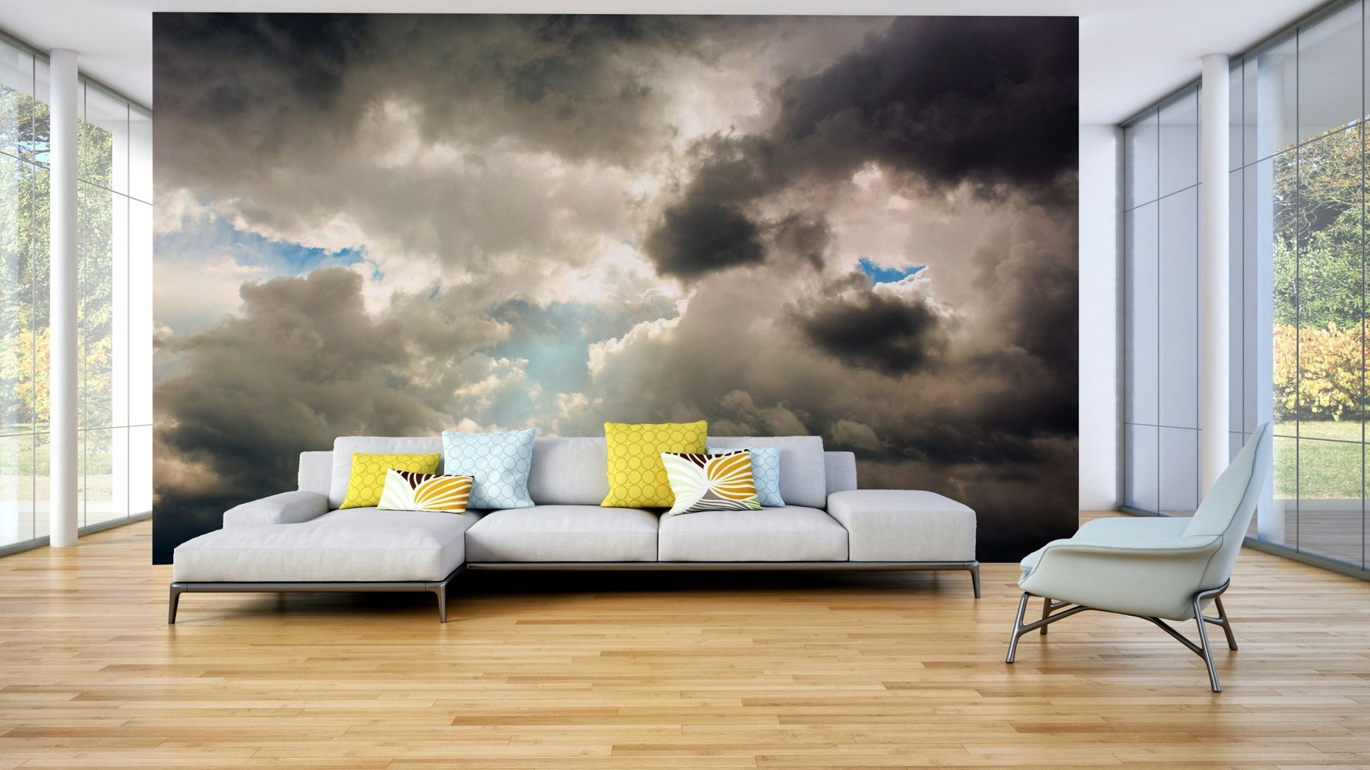 A calming serene color wallpaper mural that defines a space., GD4857