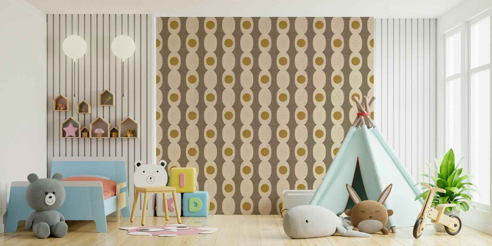 Mustard circle Atomic Age Beige Abstract Wallpaper image, GD6528