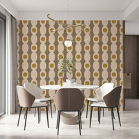 Mid century Atomic Age Beige Abstract Wallpaper columns, GD6528
