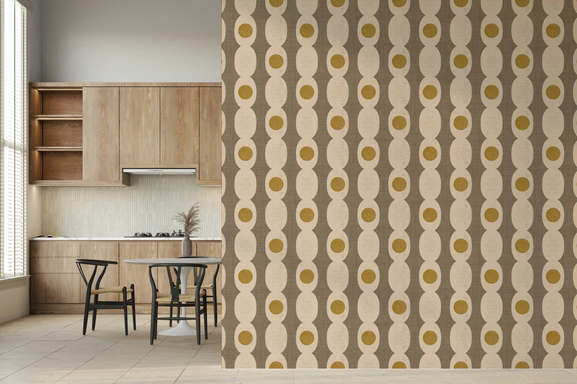 Graphic circle Atomic Age Beige Abstract Wallpaper visual, GD6528