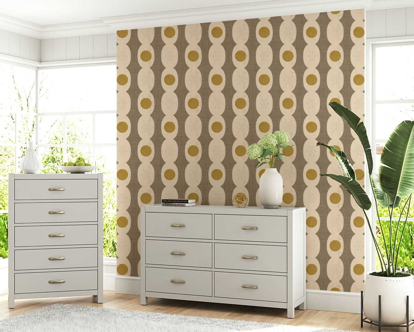 Cool retro Atomic Age Beige Abstract Wallpaper pattern