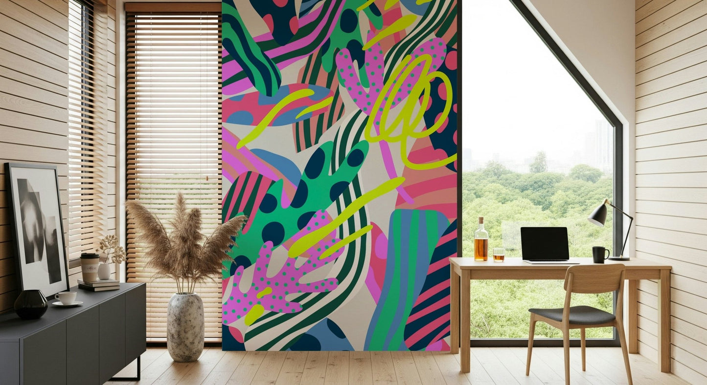 A serene abstract flower wall mural for vibrant decor.