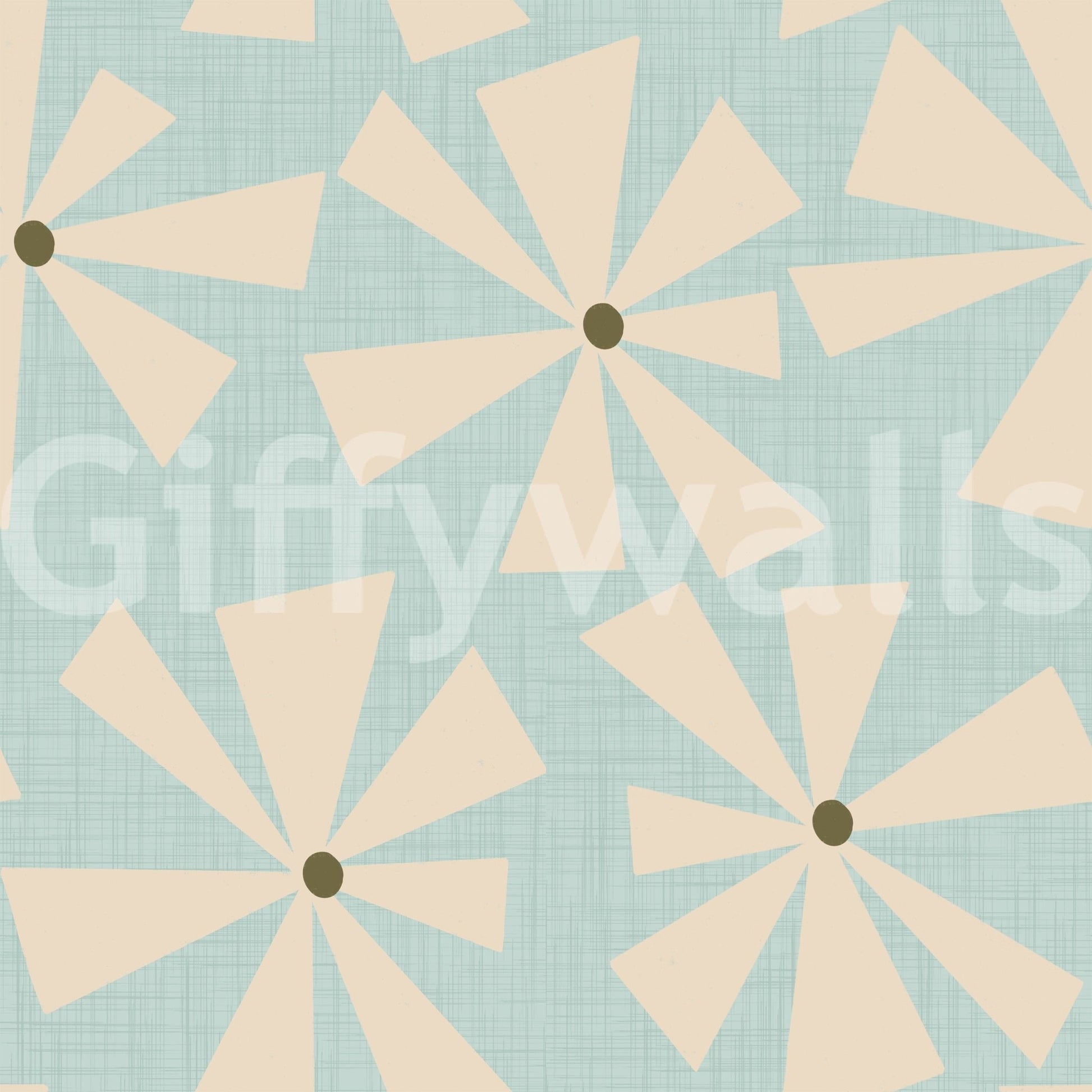 'Atomic Petals' floral paper, a discombobulating mid-century aesthetic.