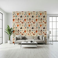 Funky Atomic Living wallpaper space age shapes artwork.