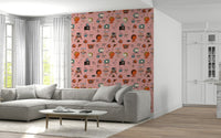 Atomic Living Kitsch Pink wallpaper, bold pattern for an eclectic room.