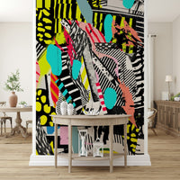 A graceful subtle pattern wall mural in cool, natural tones.