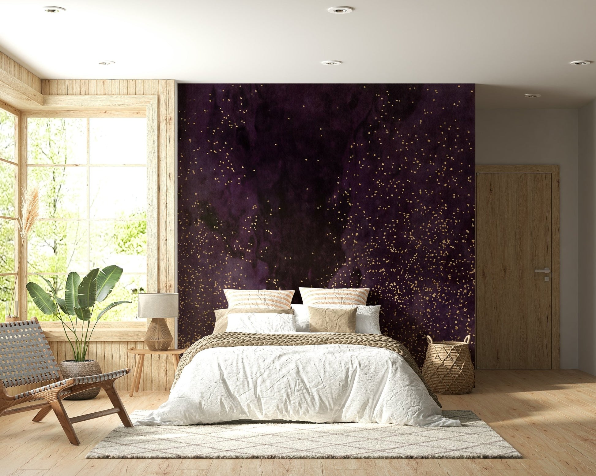 A serene flowing design wall mural for cosmic decor.