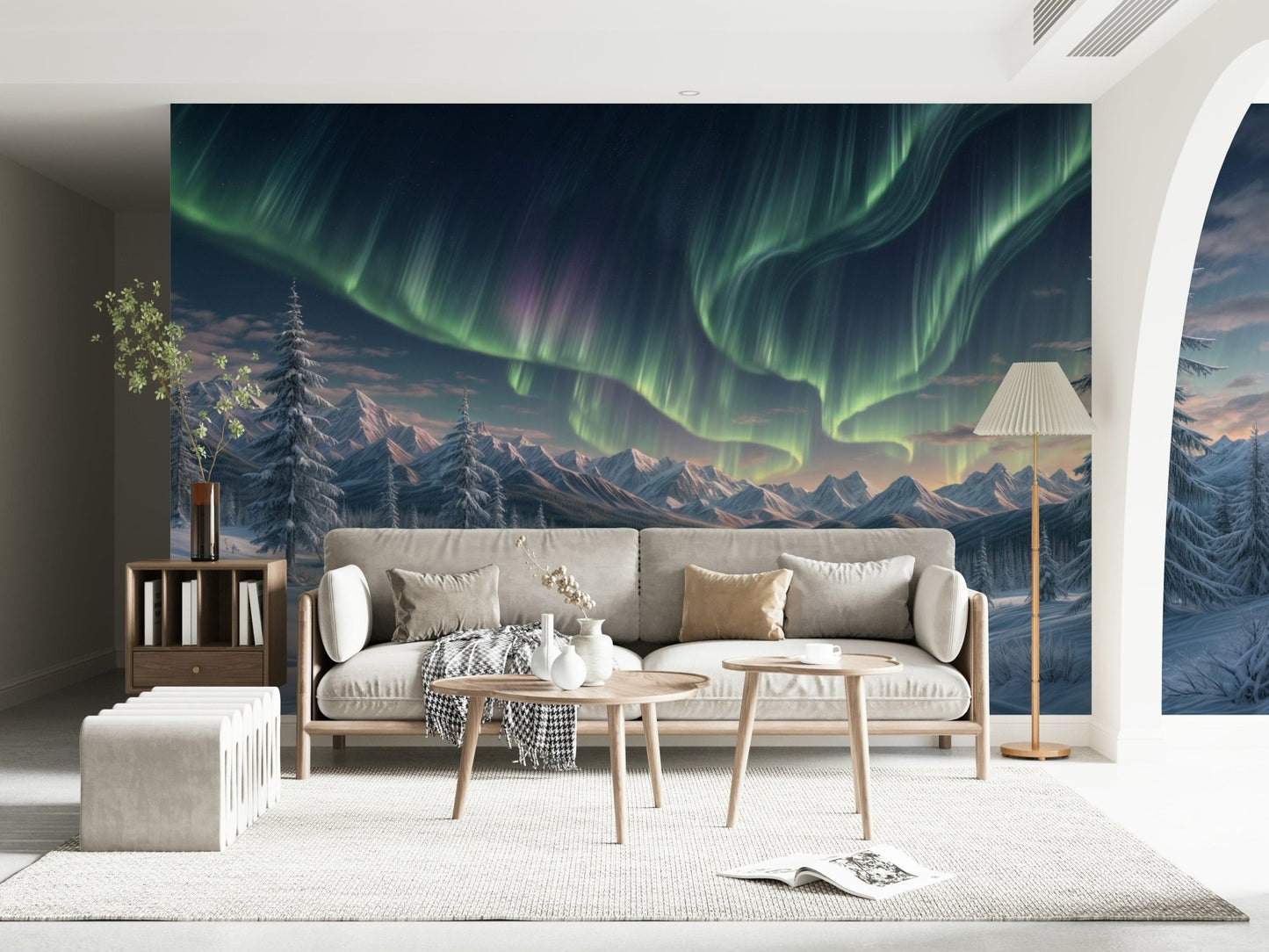 Sophisticated night landscape wallpaper mural for a luxury guest suite wall.