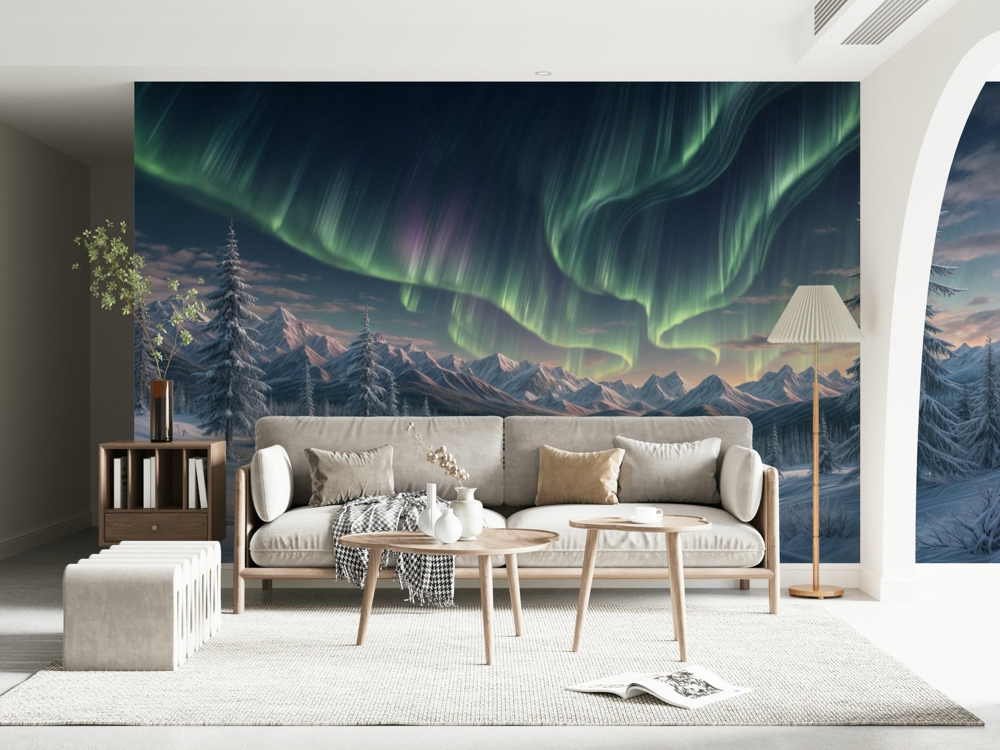 Sophisticated night landscape wallpaper mural for a luxury guest suite wall.