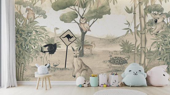 Australian animals mural for kids’ room, C314