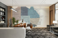 The mural gives a feeling of timeless elegance.

