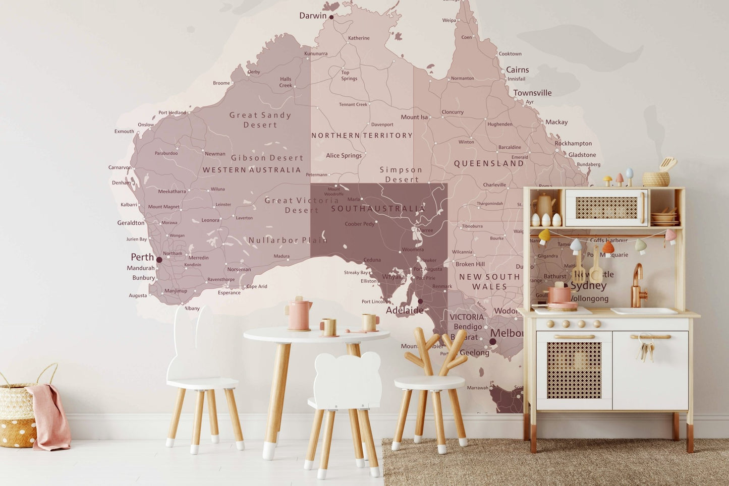 The design is non-realistic and interpretive.

