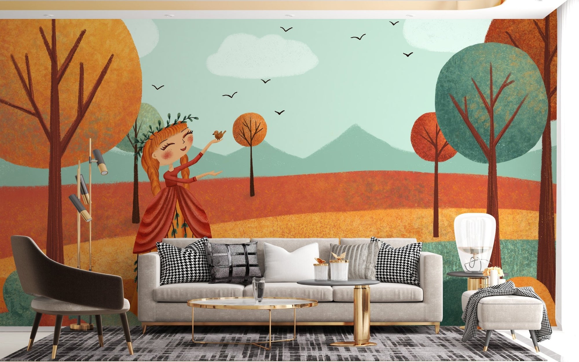Autumn Barbie Landscape Fairy Girl Wallpaper A153