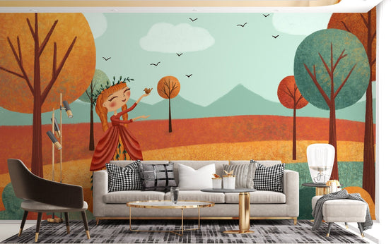 Autumn Barbie Landscape Fairy Girl Wallpaper A153