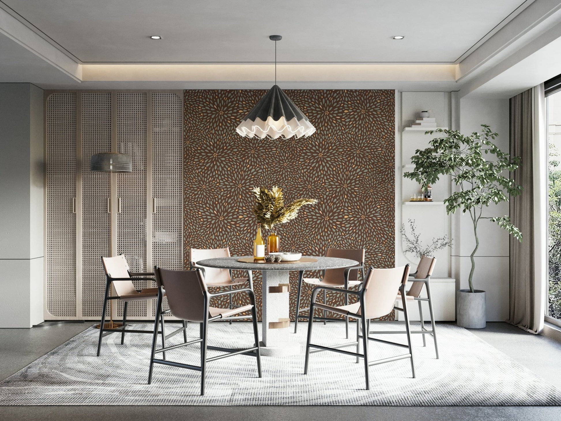 Seamless Autumn Burst Wallpaper for walls, a captivating splash print design., GD6631