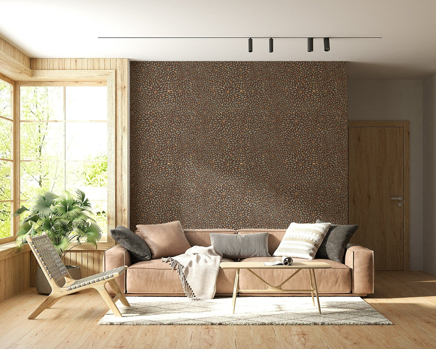 Stylish Autumn Burst wall mural, striking abstract flower-burst arrangement., GD6631