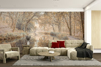 Autumn Canal wall mural with fall trees

