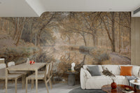 Tranquil canal mural for living room

