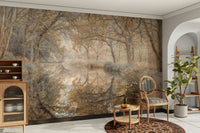 Autumn river canal wall design

