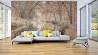 Orange and gold foliage canal mural

